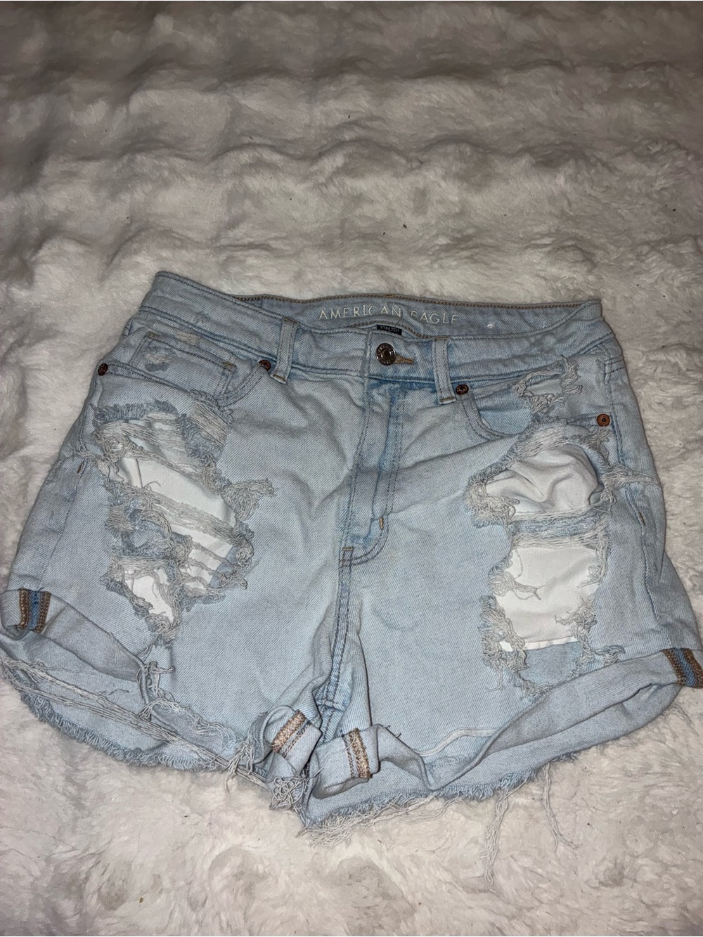 American Eagle Outfitters Light Blue Distressed Denim Cutoff Shorts